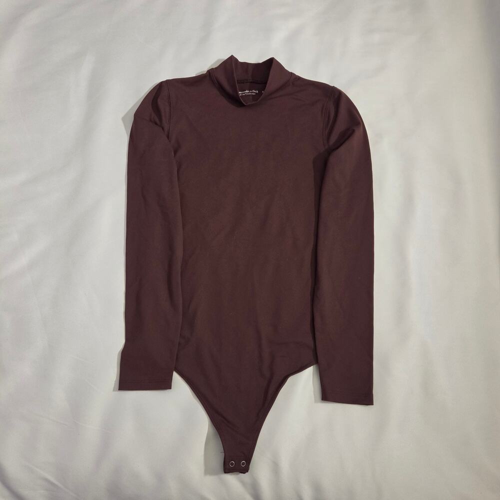 Abercrombie & Fitch Soft A&F Brown Mock Neck Long Sleeve Bodysuit S